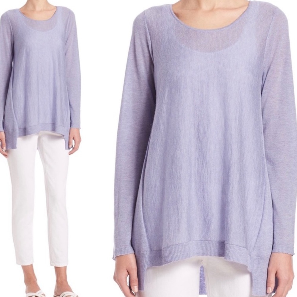 Eileen Fisher Scoop Neck Hi-Lo Sweater Top M